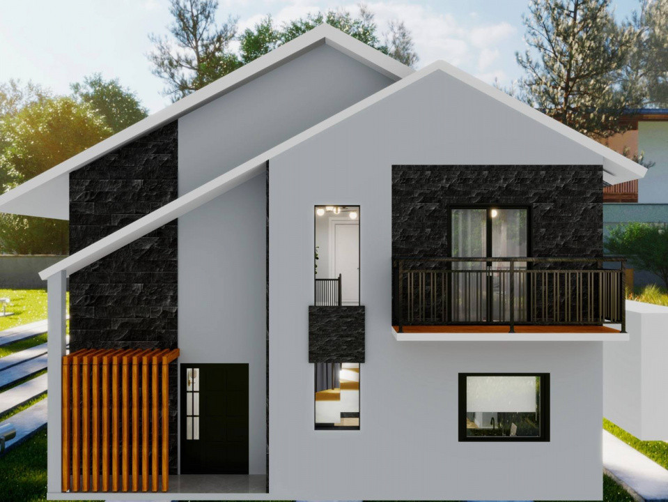 Casă modernă cu 4 camere, beci și teren de 440 mp – Miroslava, Valea Adâncă